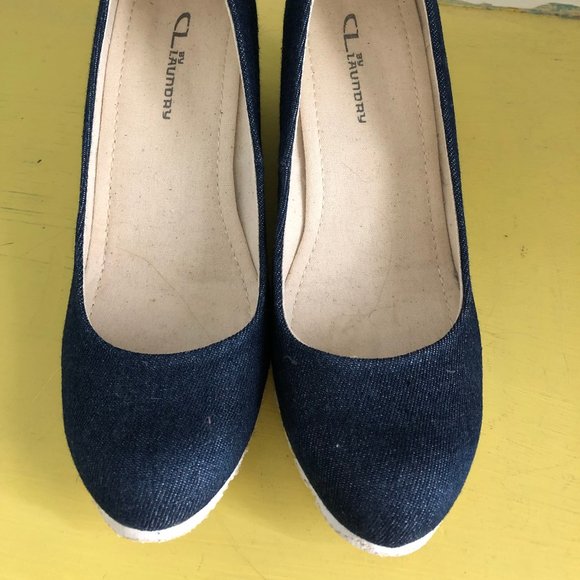 Dark Blue Wedge Heels - Picture 2 of 6